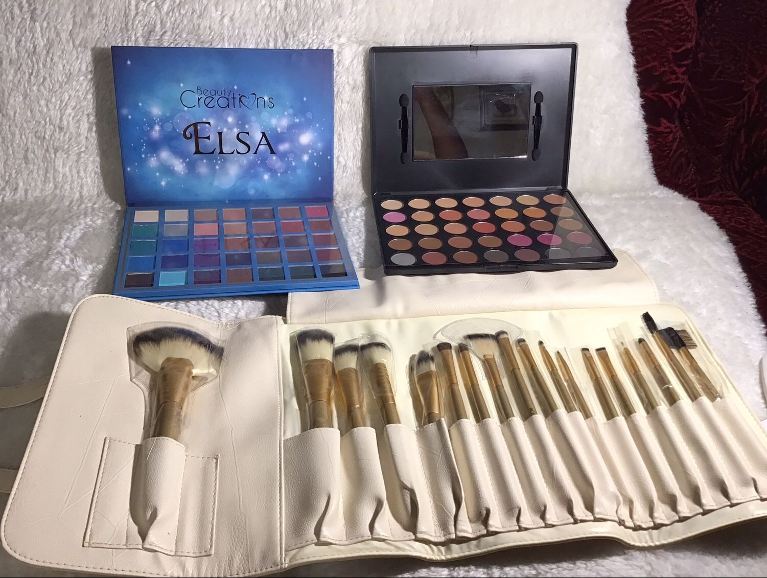Beauty Creation Elsa Palette/S.HE COSMETICS PALETTE/ACEVIVI BRUSH SET/MAKEUP SPRAY/BRUSH CLEANER/FACE MISTER