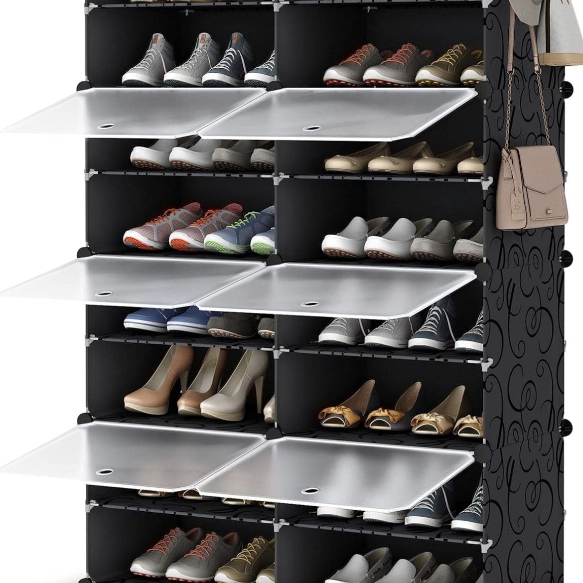 Shoe Rack, 8 Tier Shoe Storage Cabinet 32 Pair Plastic Shoe Shelves Organizer for Closet Hallway Bedroom Entryway