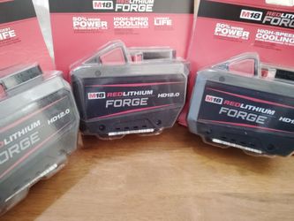 M18 18V Lithium-Ion REDLITHIUM FORGE HD 12.0 Ah Battery
$150 EACH

Milwaukee 
DEWALT 
Makita
Ridgid