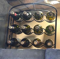 Wine Rack - black metal with grapevines on sides