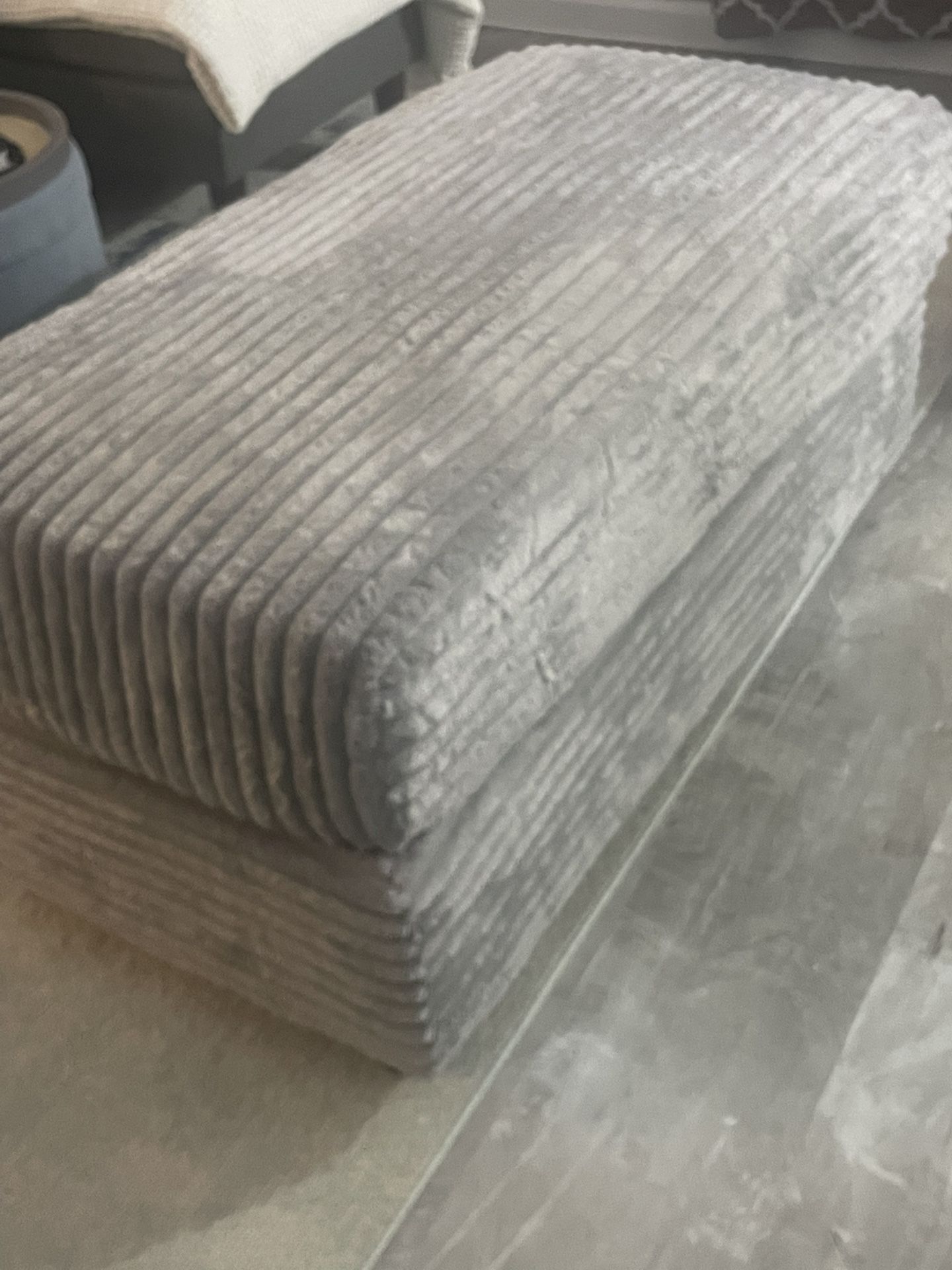 Light gray corduroy plush 2 piece ottoman