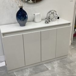 Console table with lights, storage and plugs