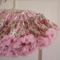 Pink Rose Tutu Skirt Petticoat Ruffles Little Girls Ballerina Princess Dress Up Costume Play