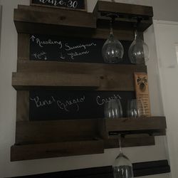 Wine And Wine Glass Holder With Blackboard 