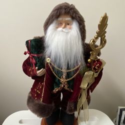 Christmas Santa  On Wood Base