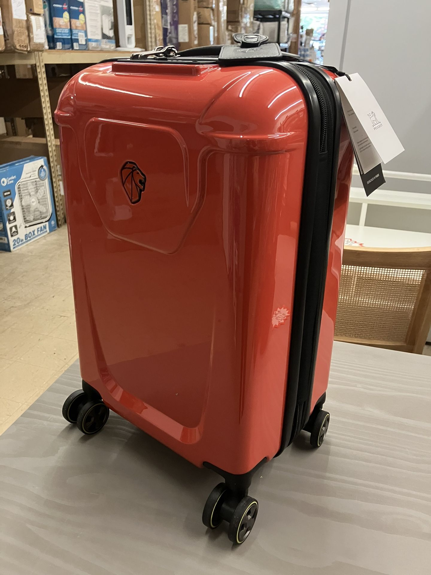 PEUGEOT Voyages Hardside Luggage with Spinner Wheels, Glossy Red, Carry-On 19 Inch, New