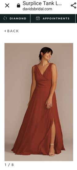 Long Chiffon Surplice Tank Bridesmaid Dress - Size 24 in Cinnamon Thumbnail