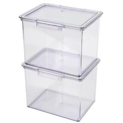 🍪 XL Clear Plastic Food Storage Canisters – Pack of 2 – New in Box