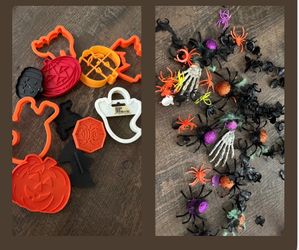 Halloween Cookie Cutters and Spider Figures Set