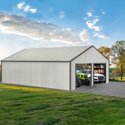 25 x 33 FT Double Door Garage Metal Shed with Side Entry Door