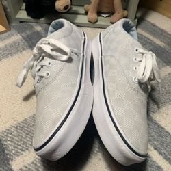 Women’s Size 7.0 VANS Authentic Style Shoes Soft Blue Checkerboard Design Very Clean