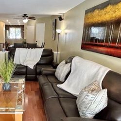 Leather Reclining Couch & Loveseat – $300 for Both