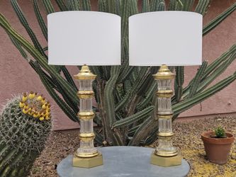 Vintage Chapman Hollywood Regency Crystal Table Lamps