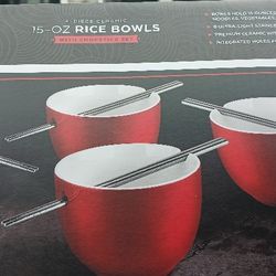 PARINI 4 PIECE CERAMIC RICE BOWLS