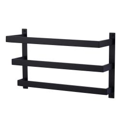 Square 20 in Wall Mounted Towel Rack Single Towel Holder in Matte Black