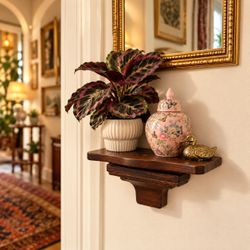 Vintage Bombay Company Dark Solid Wood Corbel Wall Hanging Shelf Floating SMALL Bracket Display