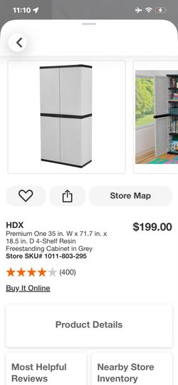 HDX 4-Shelf Resin Freestanding Cabinet Grey