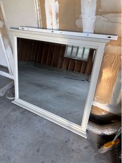 Mirror with White Wooden Frame