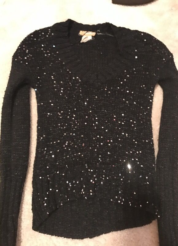 Black sparkly high low sweater