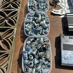 3 Bin Fulls Of HUGE MIXED LOT!  Metal Electrical Conduit Fittings/Connectors 