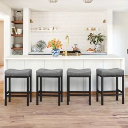 4X Dakr gray 24” faux leather barstools