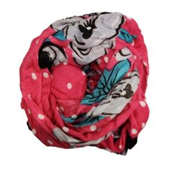 Hot Pink Turquoise Leaf White Floral Polka Dot Fringe Scarf