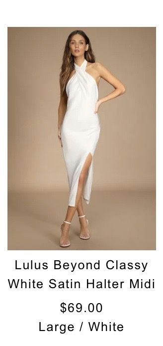 White Halter Dress Size L Available