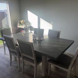 White Marble Dining Table With 6 Chairs