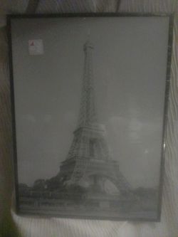 Framed Eiffel Tower Black and White Print 24x18