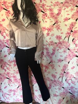Brown long sleeve  size Small new no tag $10 Black pants size 2 worn once $10 or both items for $20