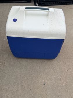 Small Blue and White Plastic Cooler