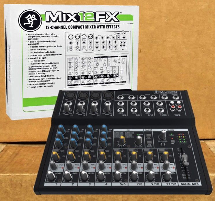 Mackie 12 Channel Mixer FX Microphone Instrument Mixboard XLR 1/2" RCA Mix12FX 🚨 Payment Options Available 🚨 No Credit Needed 🚨