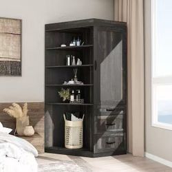 Rustic Brown 70 in. H Accent Storage Cabinet with 6 Shelves and 3 Drawers $170 