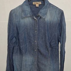 Nine West Vintage America Pacific Denim Long Sleeve Size M