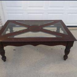 Wood Coffee Table With Glass