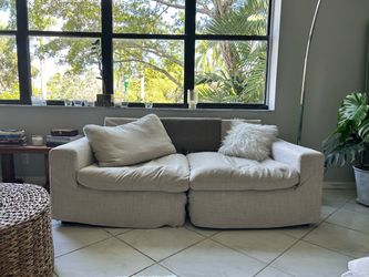Two-Piece Modular Sofa in Beige Linen