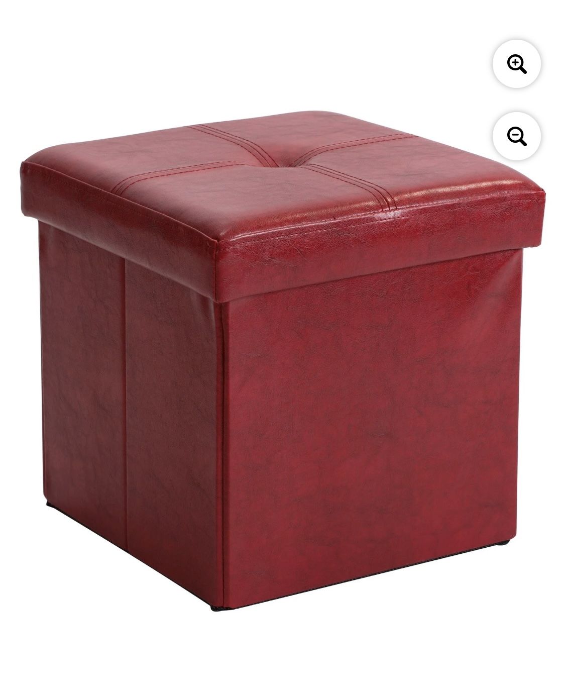 Simplify Faux Leather Folding Storage Ottoman Cube in Red