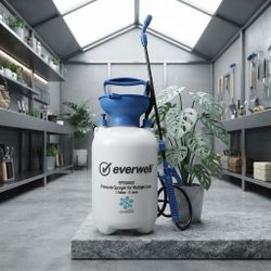 Everwell Manual Pressure Sprayer - 1 Gallon / 5 Liters Capacity, Adjustable Piston Nozzle, Translucent High-Density Polyethylene Tank, No Electricity 