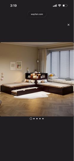 L Shape twin platform bed with storage