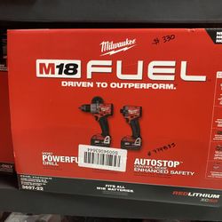 Milwaukee M18 FUEL 18V Lithium-Ion Brushless Cordless Hammer Drill and Impact Driver Combo Kit (2-Tool) with 2 Batteries