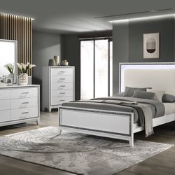 New White LED Queen Bedroom 4 Pc Set K Furniture And More 5513 8th Street w Suite 10 Lehigh 