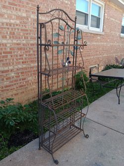 Vintage Heavy Duty Steel Baker's Rack Folding