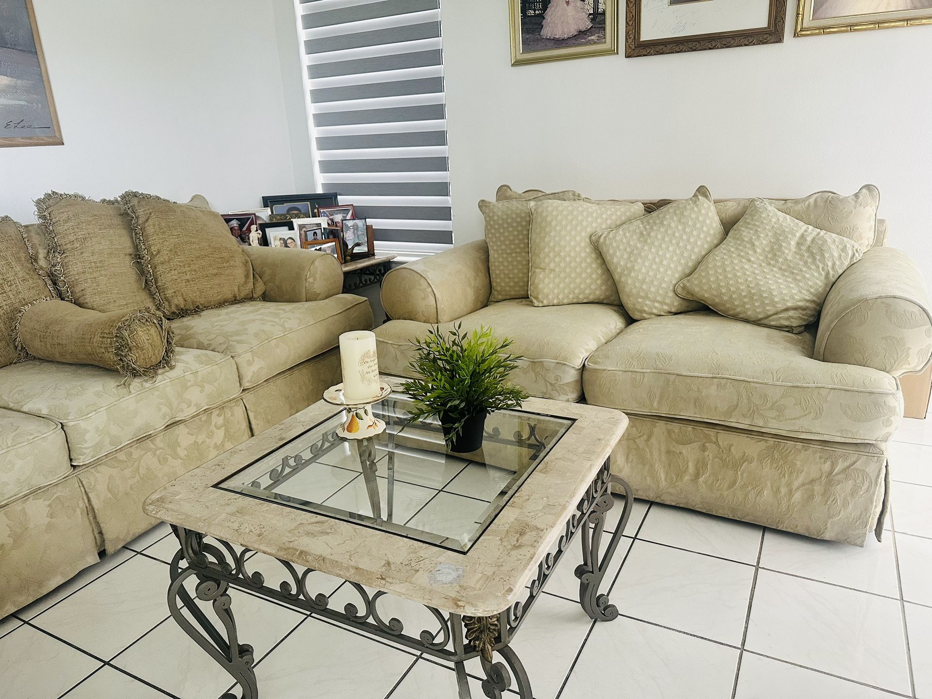 Beige Polyester  Sofas/Table