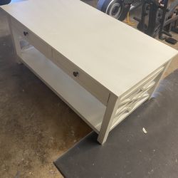White Coffee Table W Drawers Sturdy