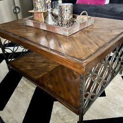 Hooker Furniture Wood & Metal Coffee Table — Stylish Transitional Design