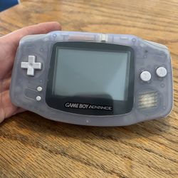 Nintendo GameBoy Advance Glacier GBA  Transparent Blueish / White Color Model AGB-001 In Nice Great Condition