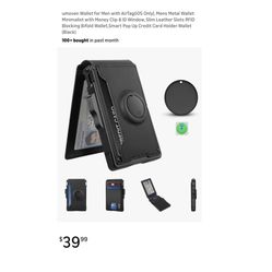 Brand new Wallet for Men with AirTag(iOS Only), Mens Metal Wallet Minimalist with Money Clip & ID Window, Slim Leather Slots RFID Blocking Bifold Wall