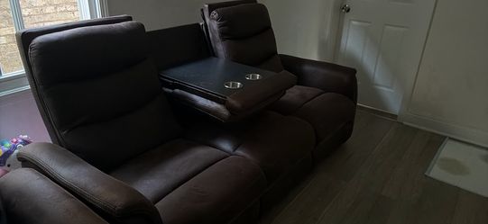 Couch set with charging ports cup holders and let down table/cupholder