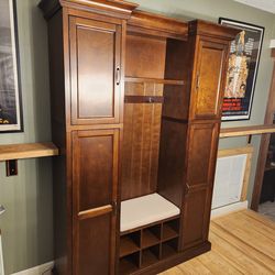 Mission Style wood Hall Tree 81.5"T X 60"W X 16.8" Deep read description for details