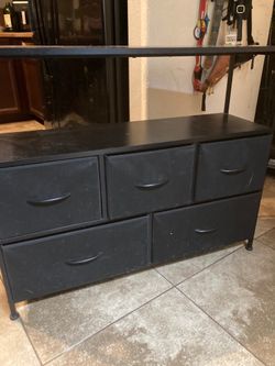 5 Drawer Fabric Dresser with Shelf